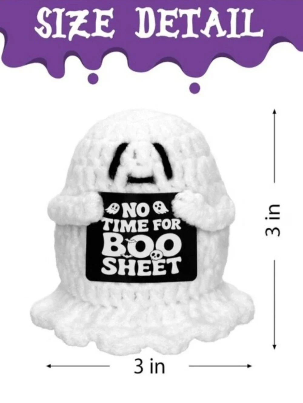 Handmade White Halloween Ghost Figurine - No Time For Boo Sheet Sign